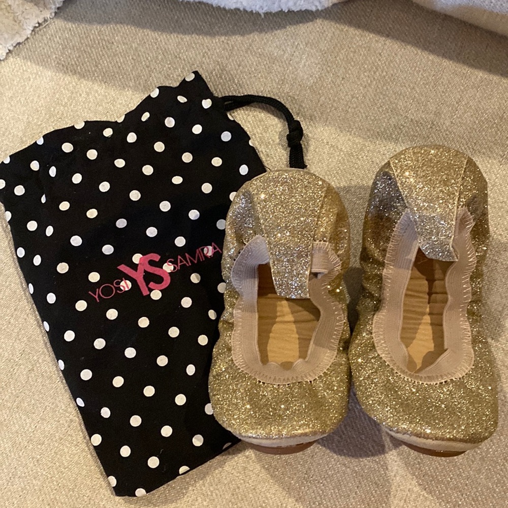 Yosi Samra Gold Ballet Flats
